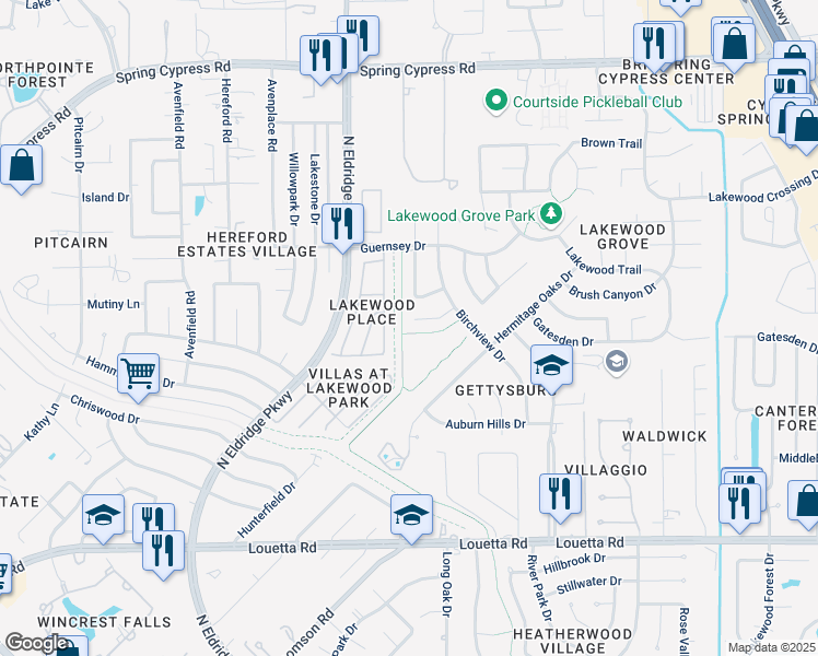 map of restaurants, bars, coffee shops, grocery stores, and more near 11838 Chateau Trail in Tomball