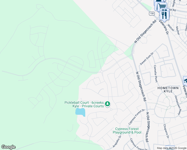 map of restaurants, bars, coffee shops, grocery stores, and more near 141 West Branch Road in Kyle