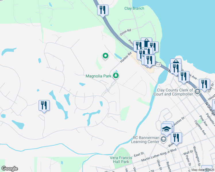 map of restaurants, bars, coffee shops, grocery stores, and more near 3710 Glyn Cottage Court in Green Cove Springs