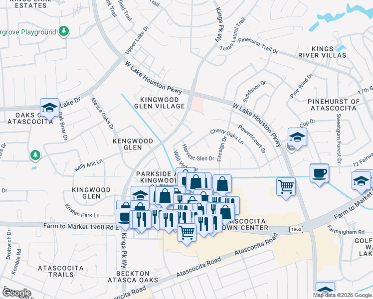 map of restaurants, bars, coffee shops, grocery stores, and more near in Humble