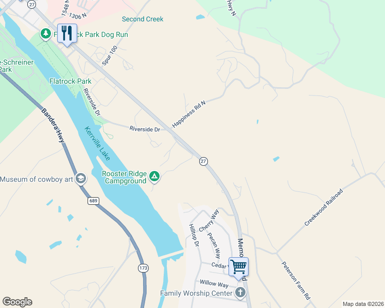 map of restaurants, bars, coffee shops, grocery stores, and more near 1232 East in Kerrville