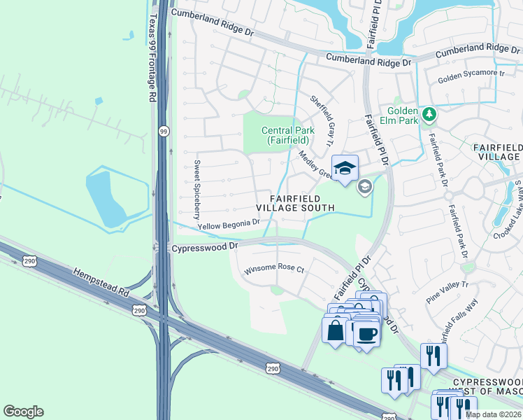 map of restaurants, bars, coffee shops, grocery stores, and more near 14902 Whispy Green Court in Cypress