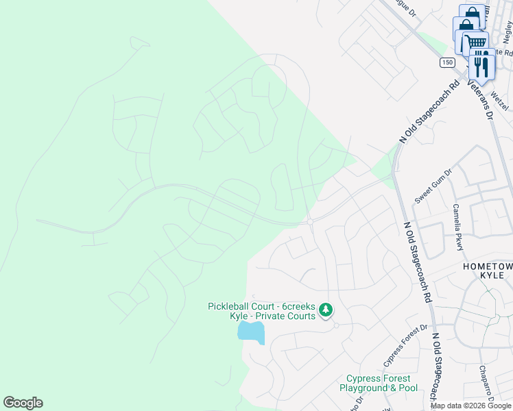 map of restaurants, bars, coffee shops, grocery stores, and more near Unnamed Road in Kyle