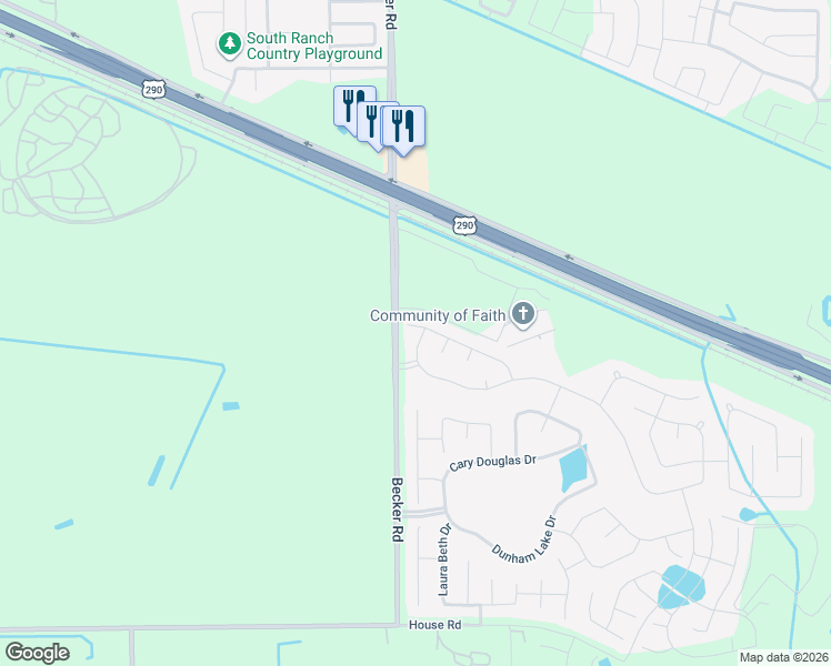 map of restaurants, bars, coffee shops, grocery stores, and more near 32205 McKinley Run Drive in Cypress
