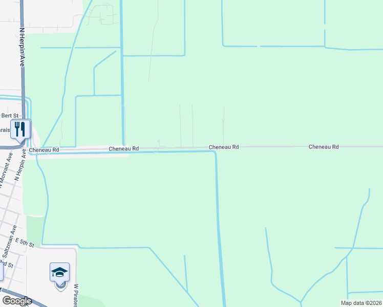 map of restaurants, bars, coffee shops, grocery stores, and more near 938 Cheneau Road in Kaplan