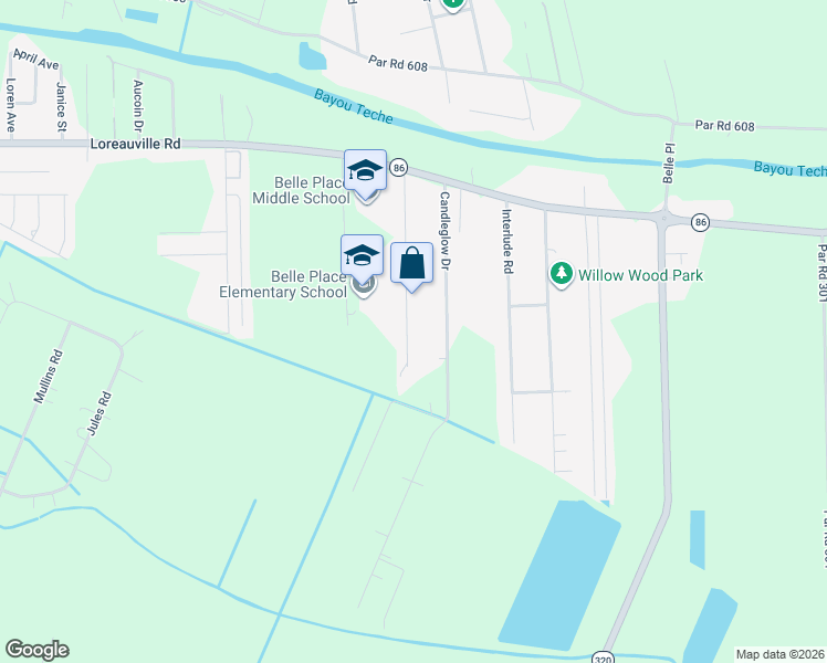 map of restaurants, bars, coffee shops, grocery stores, and more near 2-246 Dorcey Road in New Iberia