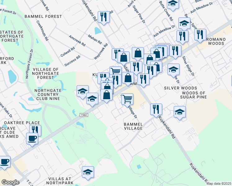 map of restaurants, bars, coffee shops, grocery stores, and more near 2353 Farm to Market 1960 Road West in Houston