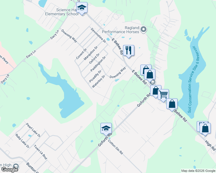 map of restaurants, bars, coffee shops, grocery stores, and more near 364 Westminster Drive in Kyle