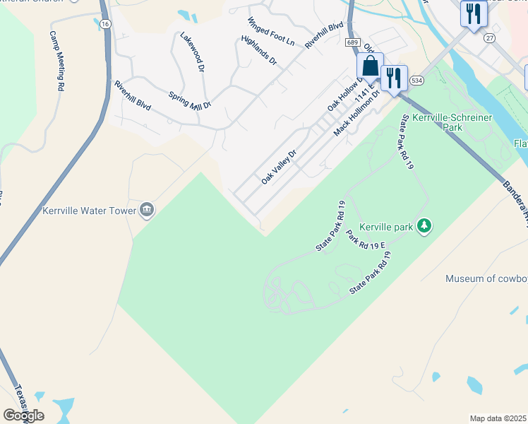 map of restaurants, bars, coffee shops, grocery stores, and more near 441 Mack Hollimon Drive in Kerrville