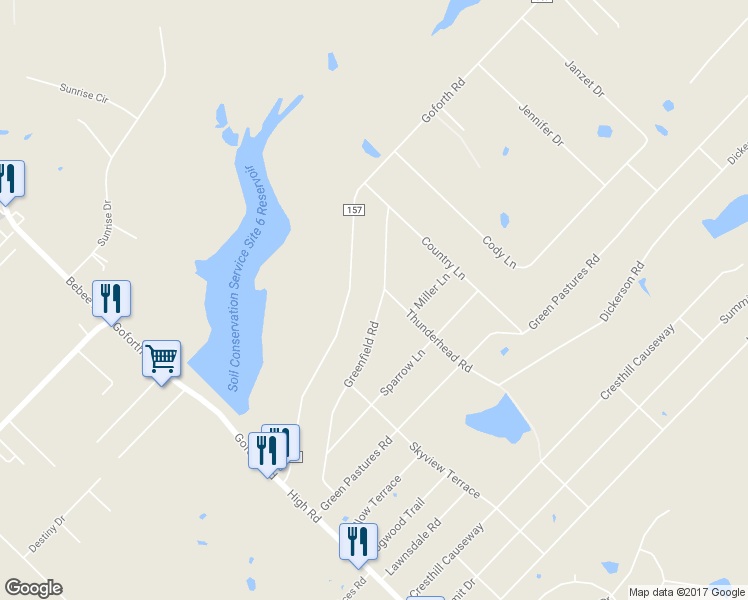 map of restaurants, bars, coffee shops, grocery stores, and more near 202 Greenfield Road in Kyle