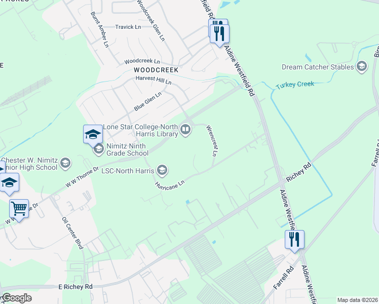 map of restaurants, bars, coffee shops, grocery stores, and more near 2700 West West Thorne Boulevard in Houston
