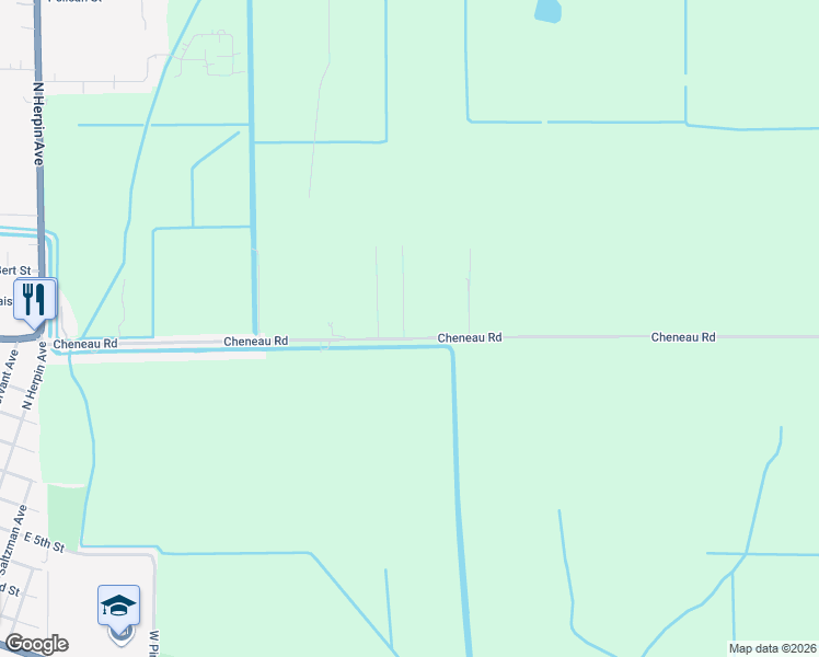 map of restaurants, bars, coffee shops, grocery stores, and more near 938 Cheneau Road in Kaplan
