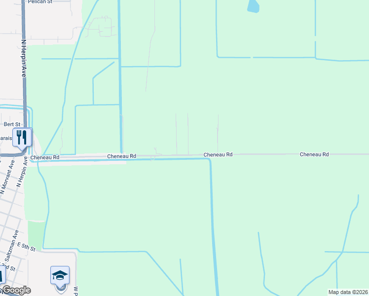 map of restaurants, bars, coffee shops, grocery stores, and more near 1004-1038 Cheneau Road in Kaplan