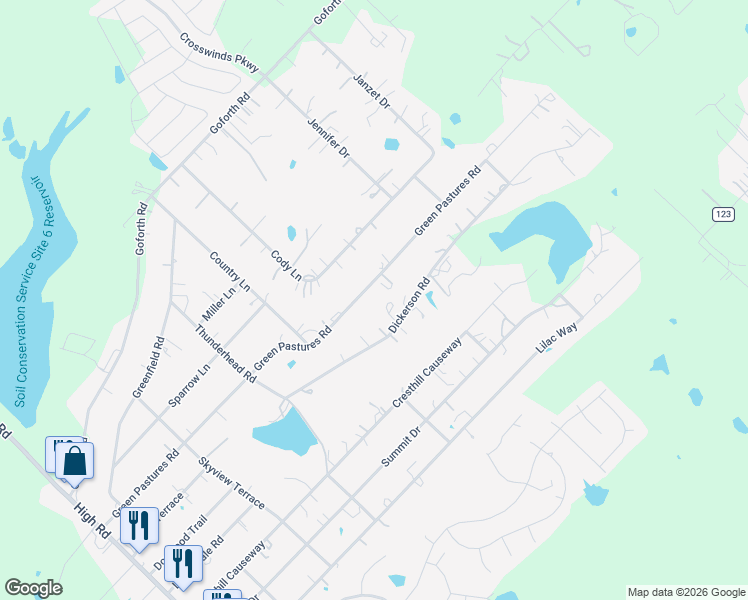 map of restaurants, bars, coffee shops, grocery stores, and more near 565 Green Pastures Drive in Kyle