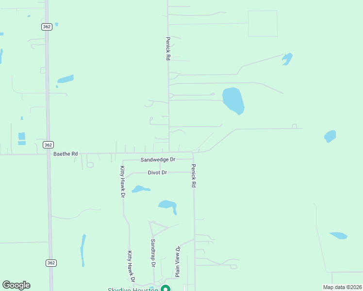 map of restaurants, bars, coffee shops, grocery stores, and more near 16004 Penick Road in Waller