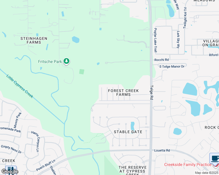 map of restaurants, bars, coffee shops, grocery stores, and more near 15838 Aldridge Creek Court in Cypress