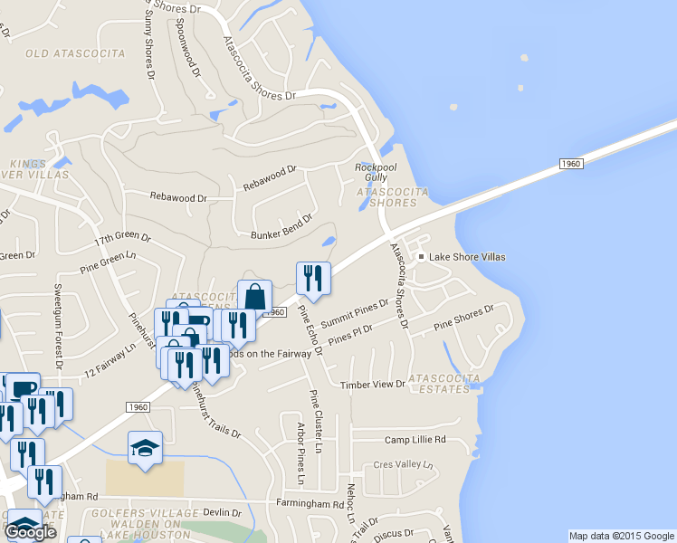 map of restaurants, bars, coffee shops, grocery stores, and more near 8600 Farm to Market 1960 in Humble