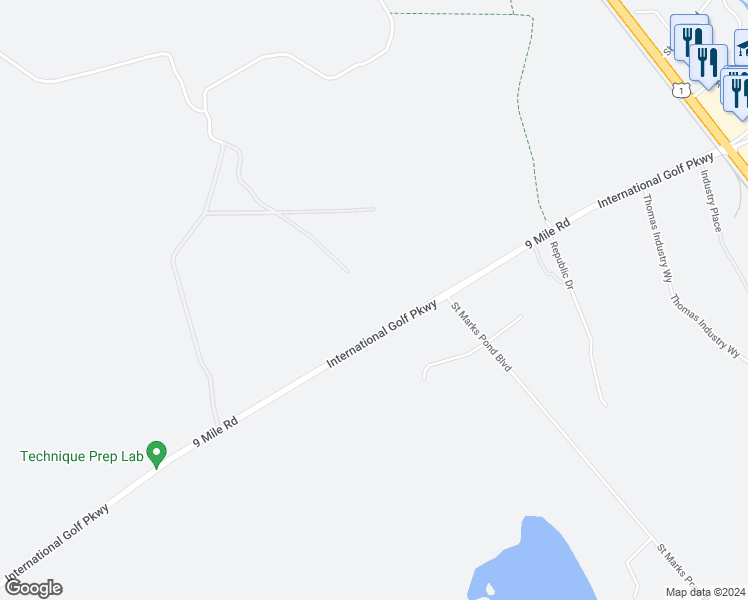 map of restaurants, bars, coffee shops, grocery stores, and more near 352-464 International Golf Parkway in Saint Augustine