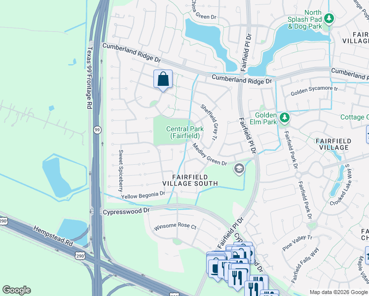 map of restaurants, bars, coffee shops, grocery stores, and more near 15011 Grape Orchard Court in Cypress