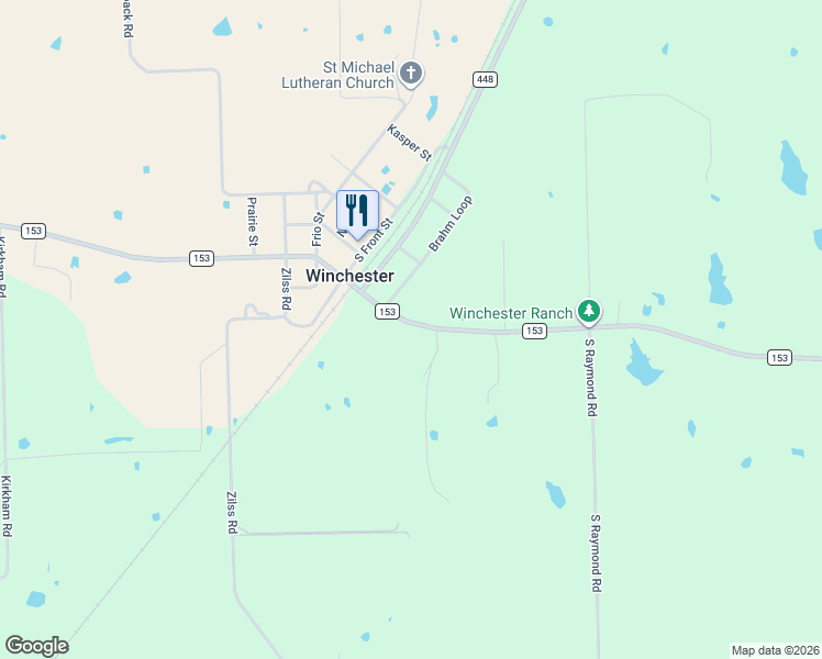 map of restaurants, bars, coffee shops, grocery stores, and more near 8530 Farm to Market Road 153 in La Grange
