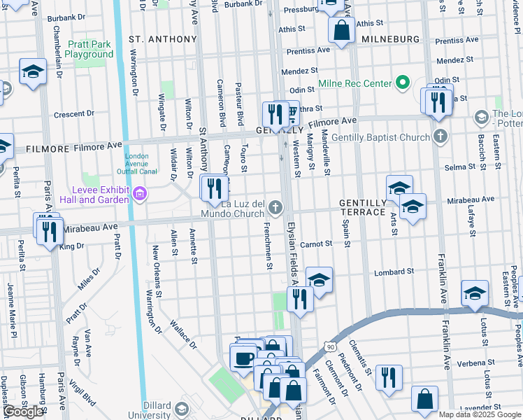 map of restaurants, bars, coffee shops, grocery stores, and more near 2138 Timoleon Street in New Orleans