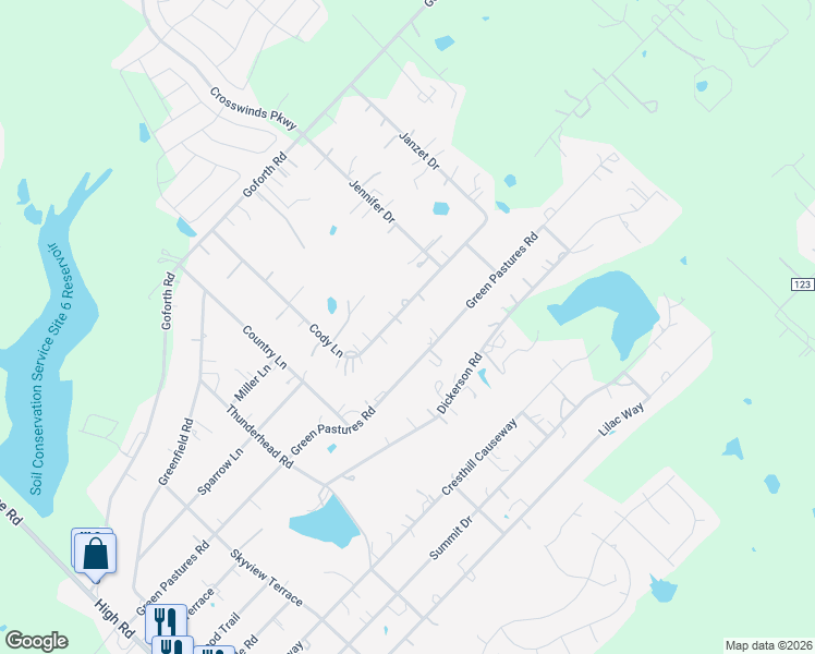 map of restaurants, bars, coffee shops, grocery stores, and more near 730 Cody Lane in Kyle