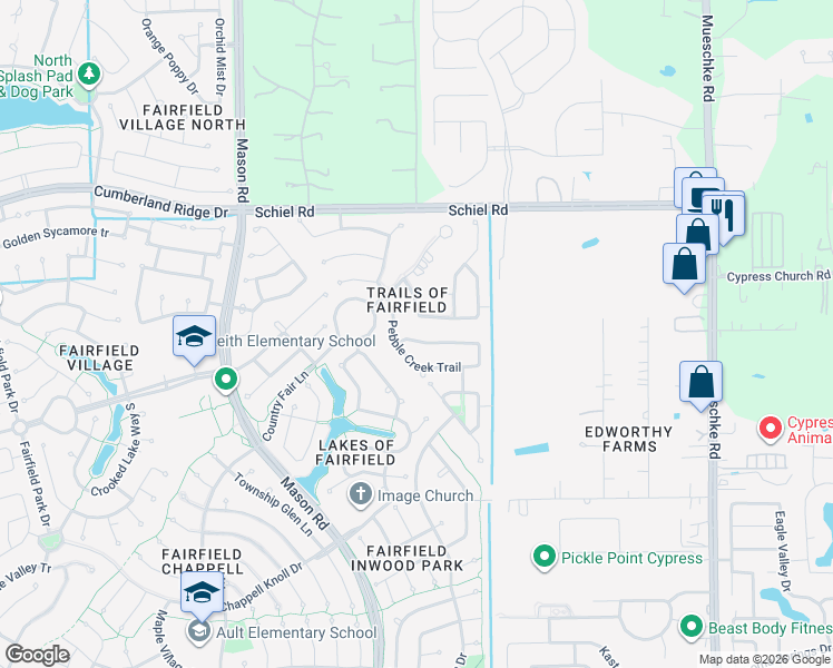 map of restaurants, bars, coffee shops, grocery stores, and more near in Cypress