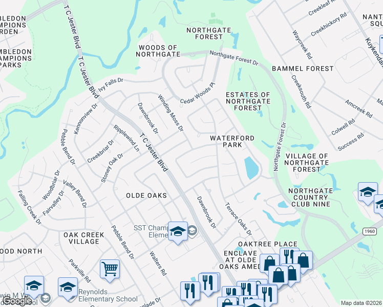 map of restaurants, bars, coffee shops, grocery stores, and more near 3131 Blackcastle Drive in Houston