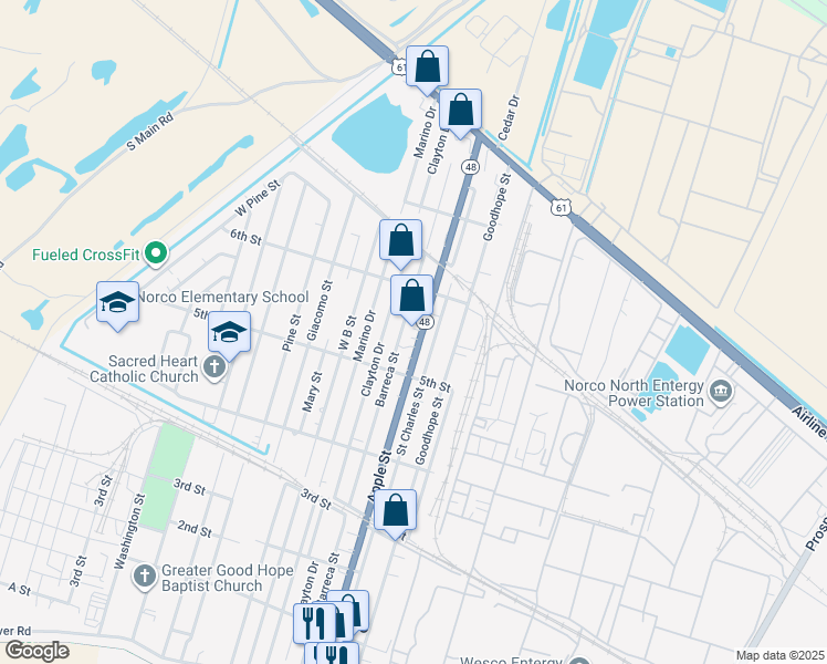 map of restaurants, bars, coffee shops, grocery stores, and more near 541 Apple Street in Norco