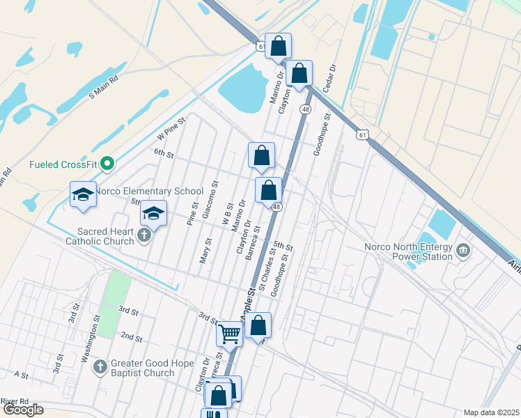 map of restaurants, bars, coffee shops, grocery stores, and more near 541 Apple Street in Norco