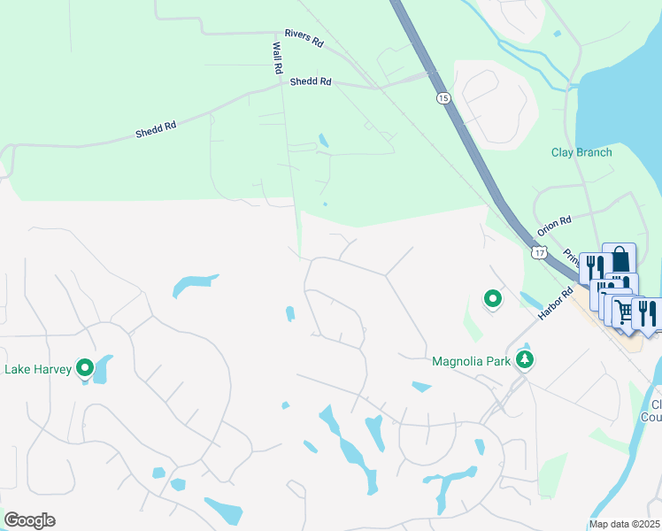 map of restaurants, bars, coffee shops, grocery stores, and more near 3443 Olympic Drive in Green Cove Springs