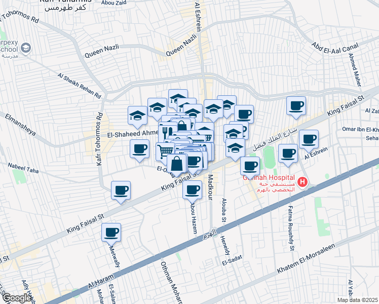 map of restaurants, bars, coffee shops, grocery stores, and more near Hasan El-Saban in Qesm Boulaq Ad Dakrour