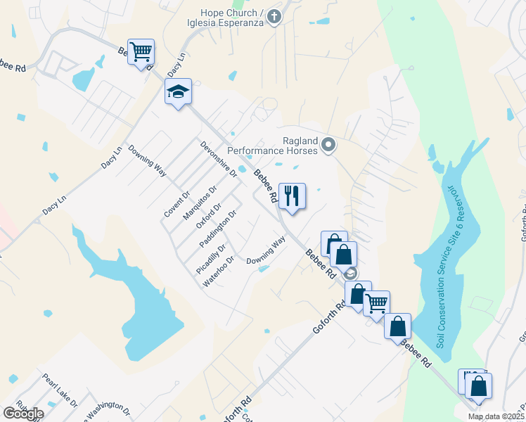 map of restaurants, bars, coffee shops, grocery stores, and more near 480 Waterloo Drive in Kyle