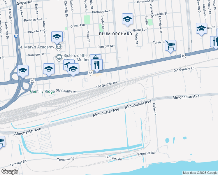 map of restaurants, bars, coffee shops, grocery stores, and more near in New Orleans