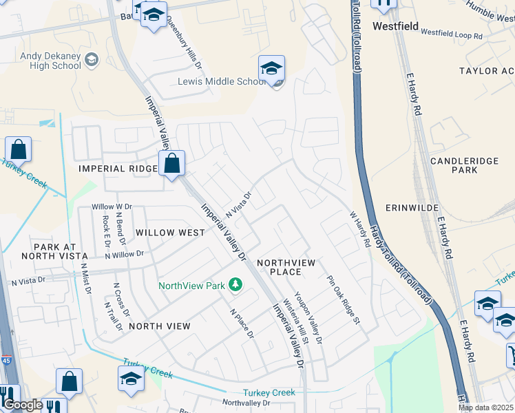 map of restaurants, bars, coffee shops, grocery stores, and more near 21806 Shelbourne Crossing in Houston