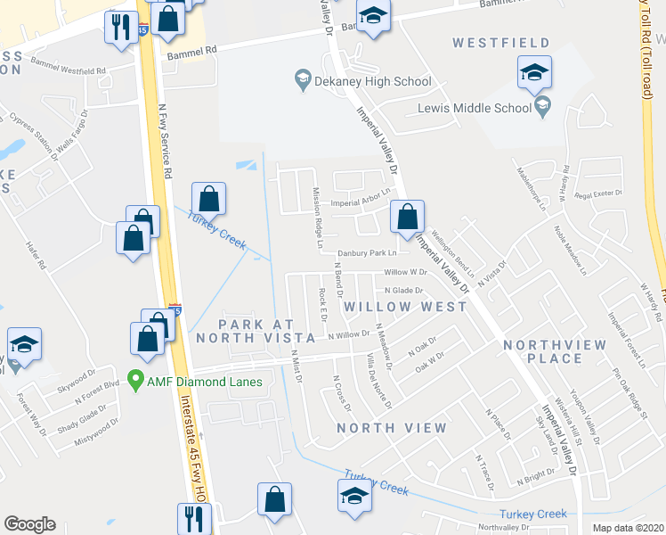 map of restaurants, bars, coffee shops, grocery stores, and more near 531 Willow West Drive in Houston