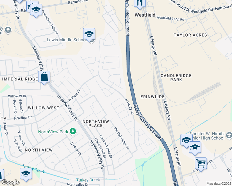 map of restaurants, bars, coffee shops, grocery stores, and more near 1446 Elias Peak Court in Houston
