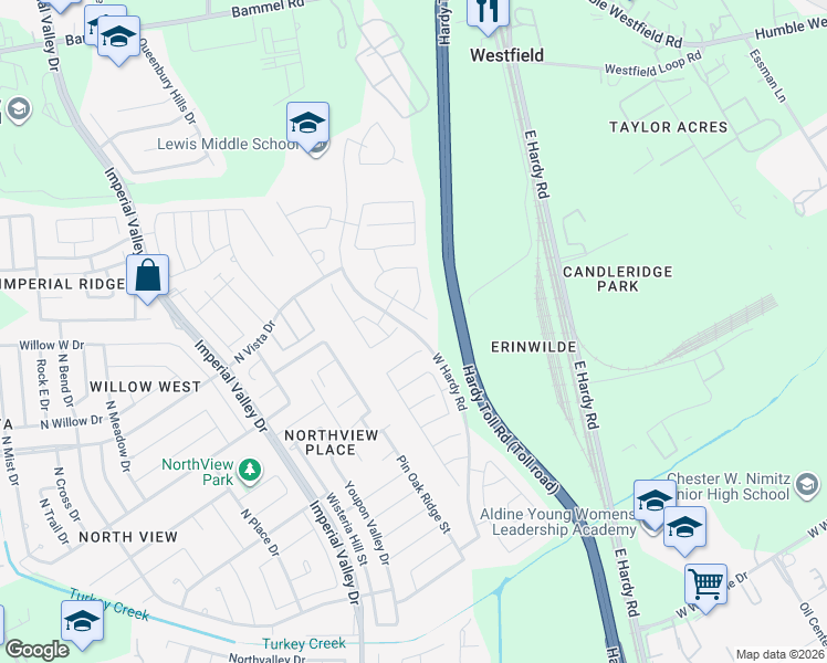 map of restaurants, bars, coffee shops, grocery stores, and more near 1446 Elias Peak Court in Houston