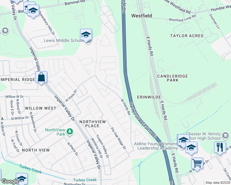 map of restaurants, bars, coffee shops, grocery stores, and more near 1446 Elias Peak Court in Houston