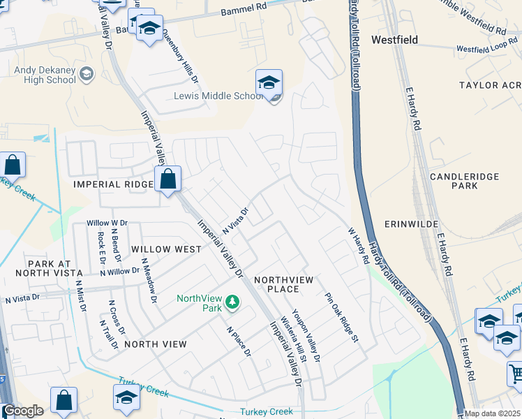 map of restaurants, bars, coffee shops, grocery stores, and more near 21806 Shelbourne Crossing in Houston