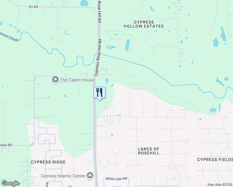 map of restaurants, bars, coffee shops, grocery stores, and more near 16900 Cypress Rosehill Road in Cypress