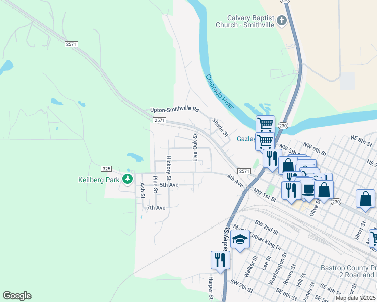 map of restaurants, bars, coffee shops, grocery stores, and more near 308 2nd Avenue in Smithville