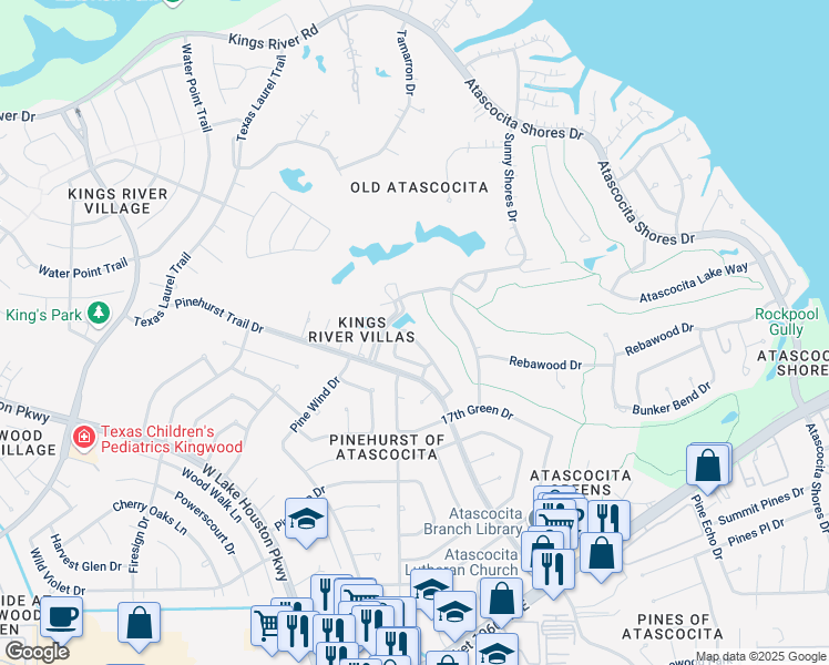 map of restaurants, bars, coffee shops, grocery stores, and more near 20106 18th Fairway Drive in Humble