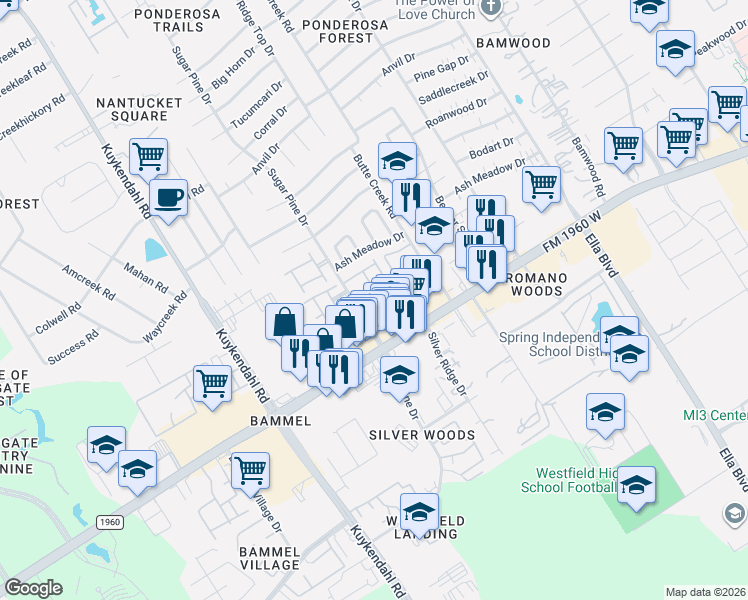 map of restaurants, bars, coffee shops, grocery stores, and more near 1935 Natalie Rose Drive in Houston