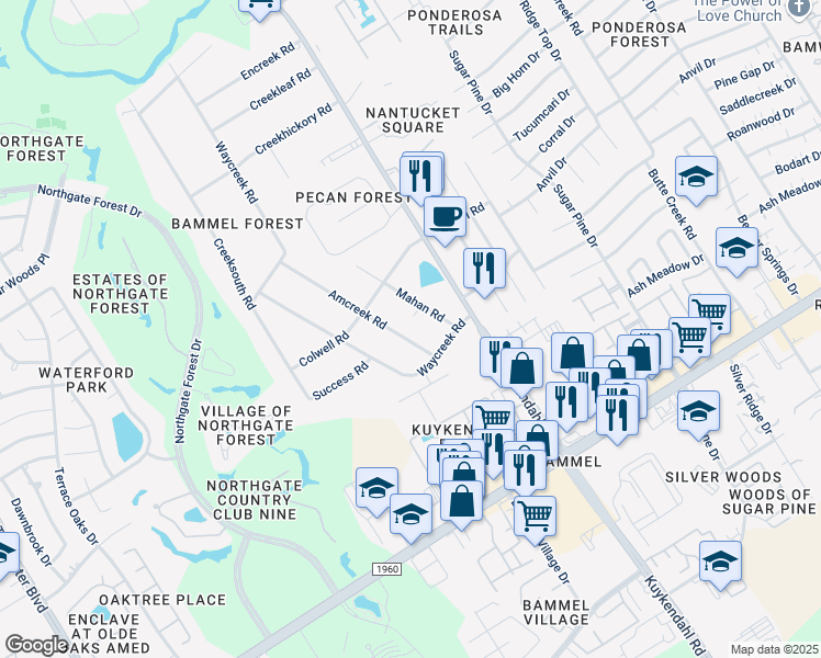 map of restaurants, bars, coffee shops, grocery stores, and more near 16211 Mahan Road in Houston