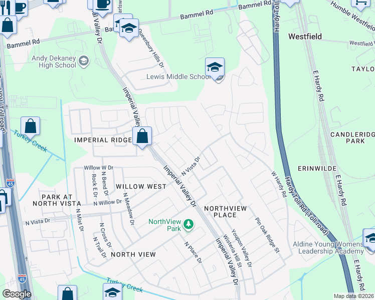 map of restaurants, bars, coffee shops, grocery stores, and more near Shelbourne Crossing in Houston