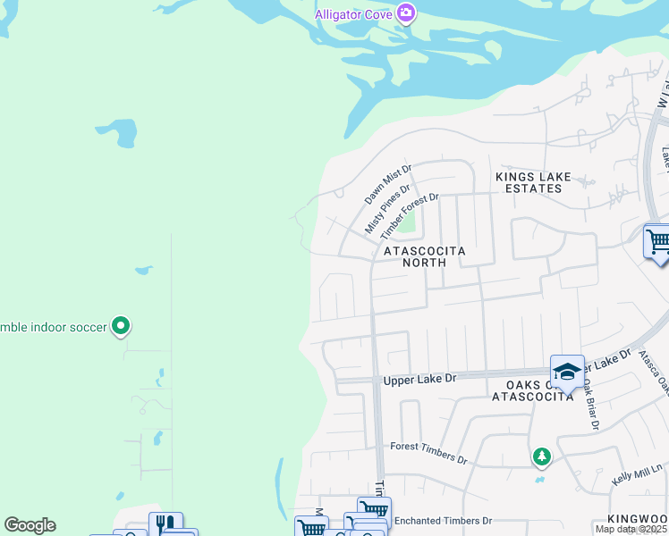map of restaurants, bars, coffee shops, grocery stores, and more near 5307 Dove Forest Lane in Humble