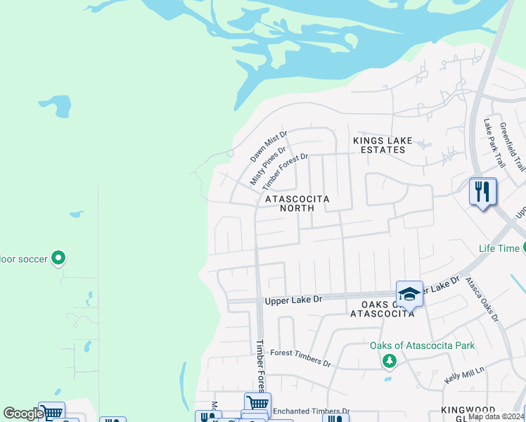 map of restaurants, bars, coffee shops, grocery stores, and more near 5406 Quail Tree Lane in Humble