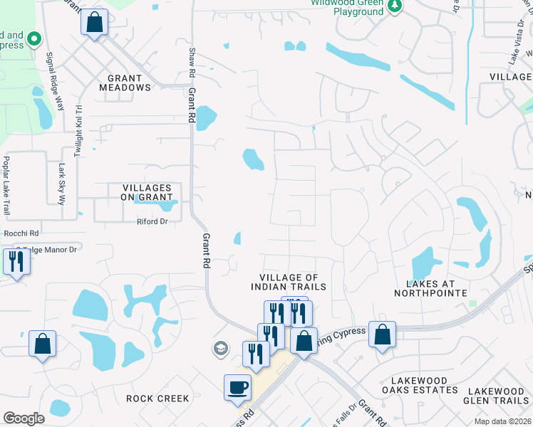 map of restaurants, bars, coffee shops, grocery stores, and more near 14423 Dakota Bend Drive in Cypress