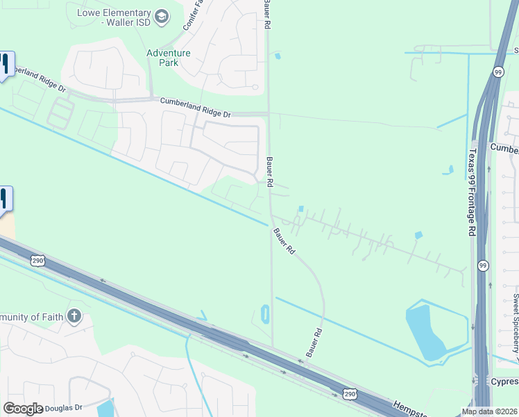 map of restaurants, bars, coffee shops, grocery stores, and more near 16902 Bauer Road in Hockley
